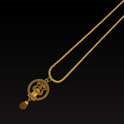 JagatguruShop Most Demanded Shiv Trishul OM Dotted Locket Pendant With Chain Gold-plated Brass, Alloy Locket Set