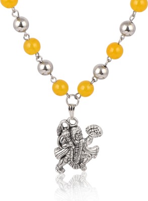 CzarDonic Sankat Mochan Hanuman Bajrangbali Hindu Religious Yellow White ball Silver Stainless Steel Locket