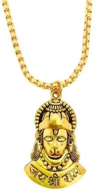 REWASHREE CRAFT WORLD Shree Ram Jaap Hanuman Locket Gold Chain Pendant for Men & Boys Gift Jewellery Stainless Steel Pendant