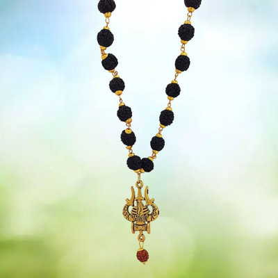 Fine Creation Most Beautiful Dotted Locket Pendant With Mala For Unisex Gold-plated Beads Brass, Wood Pendant