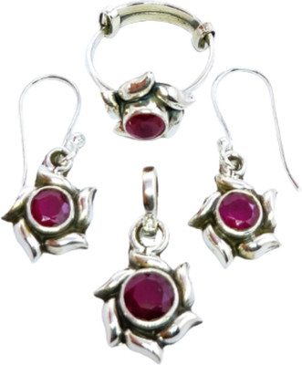 jsaj Round Shape Locket Or Pendant Set In Hanging Style In Hanging Style Sterling Silver Ruby Sterling Silver Pendant Set