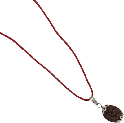 Kuttumb Gems & Jewels 3 Faced Mukhi Rudraksha/ three-Faced Orignal Pendant For Unisex Silver Beads Brass Pendant Set
