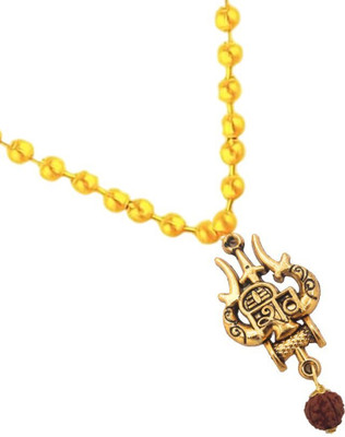 Fine Creation Shiv Dotted Locket Pendant With Chain For Men's, Boy's, Girls, Women's Gold-plated Brass Pendant