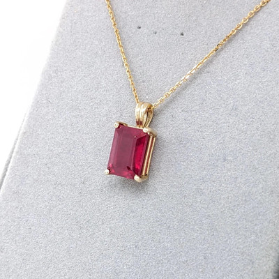 Gemzonite Ruby Pendant with Natural Manik Stone Astrological & Lab Certified Ruby Bronze Pendant