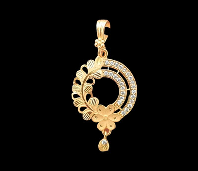 DIVS FASHION ROUND DESIGNER PENDANT WITH FLOWERS DESIGN Gold-plated Brass Pendant Set