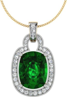 Iski Uski Store Oval Design Emerald Silver Pendant Gold-plated Cubic Zirconia Sterling Silver Locket