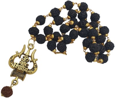 Banke Collection Shiv shakti rudraksha mala with trishul locket Gold-plated Beads Brass, Wood Pendant Set