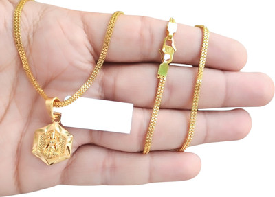 SAPNAPALACE LAXMI JI PENDANT WITH 2 LINE CHAIN 24INCH Gold-plated Brass Pendant Set
