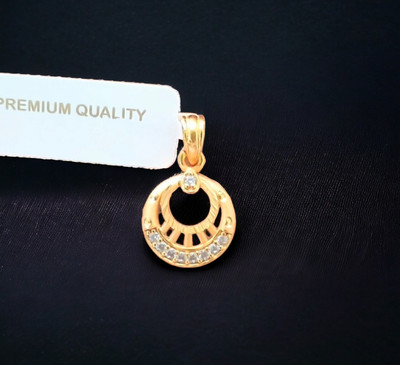 DIVS FASHION CIRCLE CRESENT SHAPED DESIGNER GOLD DIMOND PENDANT Gold-plated Brass Pendant Set