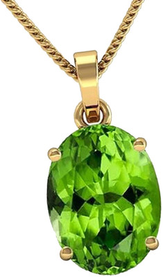 DAMBIWAL 7.25 Ratti Created Peridot Stone Gemstone Pendant with Lab Certificate Peridot Brass