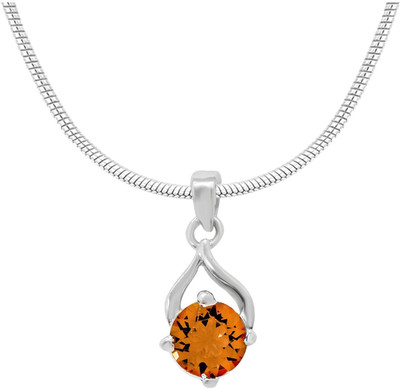 mahi Yellow Drop Paisley Rhodium Swarovski Crystal Alloy Pendant