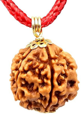 DIVINE SOUVENIRS Six Face Rudraksha Original 2 Mukhi Nepali Rudraksha Metal Capping Wood Pendant