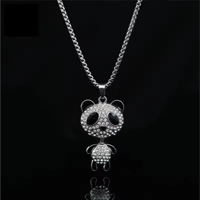 RelevationCart Sparkling Crystal Panda Pendant Necklace for Women & Girls Brass Alloy Locket
