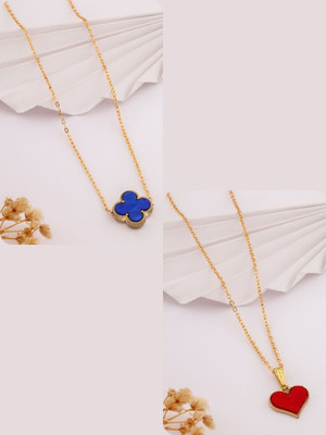 Dressberry Elegant Pack of 2 Necklace Chains – Must-Have Collection Gold-plated Brass Pendant Set