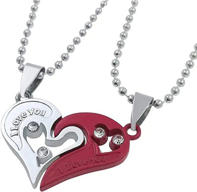 MURLIWALAA Heart shape Couple pandent for lovers Stainless Steel Locket Set