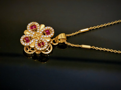 ZR JEWELS ZR JEWELS REVOLVING DAILY WEAR PANDANT WITH CHAIN Gold-plated Cubic Zirconia Brass Pendant Set