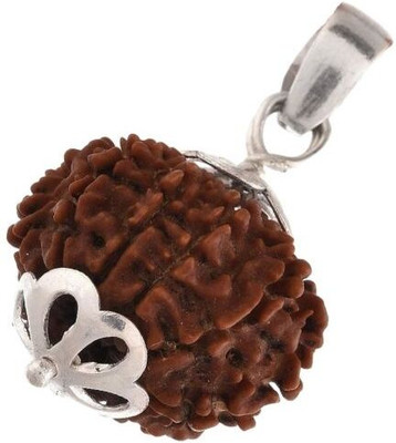 Kuttumb Gems & Jewels Original 7 Mukhi Rudraksha with Pendant from Nepali Certified by Lab Silver Brass Pendant Set