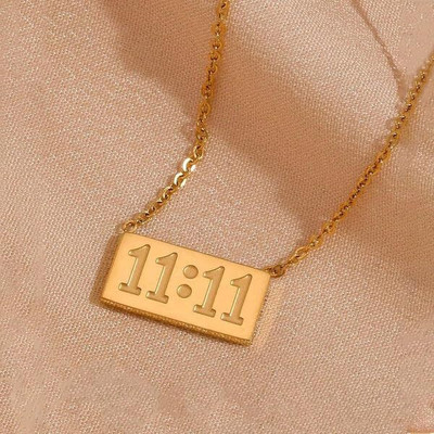 forever jewels Anti Tarnish Angel 11:11 Manifestation Stainless Steel Pendant Chain for Women Gold-plated Plated Stainless Steel Necklace