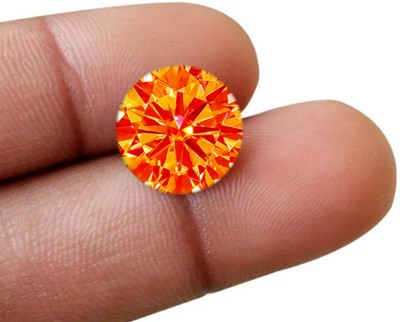 R.K GEMS Orange Zircon Gemstone 9-MM Round Cut Top Quality Loose Crystal, Diamond Stone