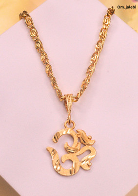 RKB SALES om shape Pendant With Chain Gold Plated For Mens And Boys Gold-plated Alloy Pendant Set