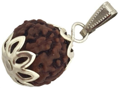 HAPPY CREATION 7 Mukhi 7 Faced Nepali Rudraksha Pendant For Unisex Both for Men & Women Silver Wood Locket
