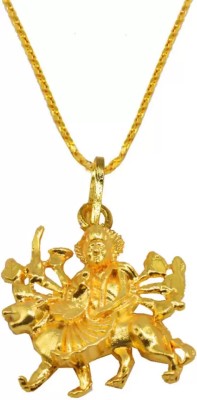 Shiv Jagdamba Religious Jewelry Jai Ambe Durga Maa Locket With Chain Gold-plated Brass Pendant Brass Pendant
