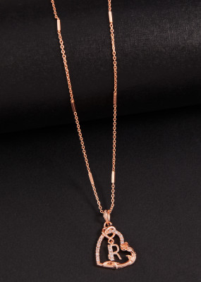 BOGHRA SALES R Letter Diamond Pendant Chain For Women,Girls Rhodium Diamond Alloy Pendant