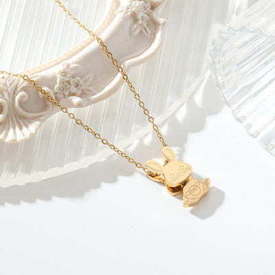 MYKI Anti-Tarnish Bunny Charm Gold Necklace Gold-plated Stainless Steel Pendant