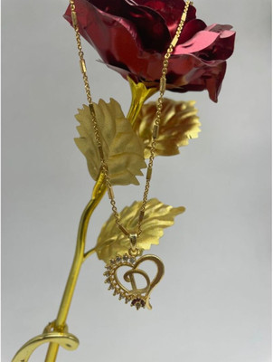 Pitaamaa Alphabet Heart Pendant Jewellery Set for women Pendant(Real Images)25 Gold-plated Diamond Brass Pendant