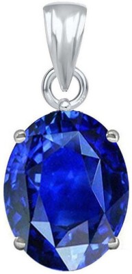 AQUAGEMS Blue Sapphire/Neelam 9.25 Ratti or 8.5 Ct Gemstone Men & Women bis Hallmark 925 Sterling Silver Stone Pendant