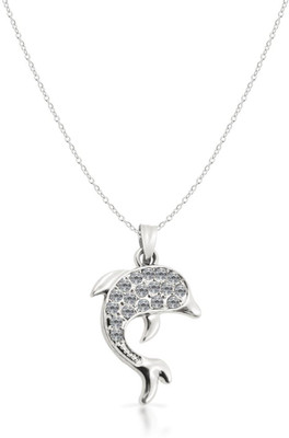Pundriksh Fancy & Stylish Trending Metal Anti-Tarnish Cute Dancing Dolphin Locket Silver Cubic Zirconia Stainless Steel Pendant