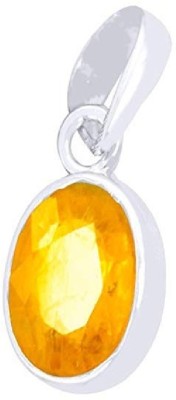 Ceylonmine01 Yellow Sapphire Stone Pendant Pukhraj Stone Pendant For Men & Women Silver Sapphire Brass