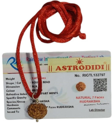 Astrodidi 7 Mukhi Rudraksha Seven Faced Rudraksha With Certified Lab Tested Silver Wood Pendant