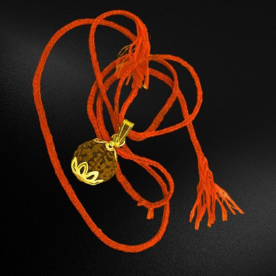 Guruji Imitation Company 7 Mukhi Nepali Rudraksha with Red Thread Gold-plated Wood Locket Set