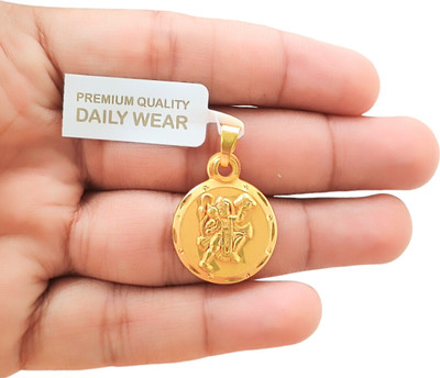 SAPNAPALACE HANUMAN JI COIN STYLE ROUND SHAPED DESIGNER PENDANT WITH MICRO GOLD PLATED Gold-plated Brass Locket