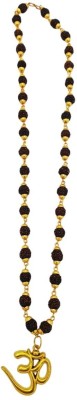 Fine Creation Most Beautiful Bhagwan Shiv 5 Mukhi Rudraksha 5 Mukhi Rudraksha Mala Gold-plated Beads Brass, Wood Locket