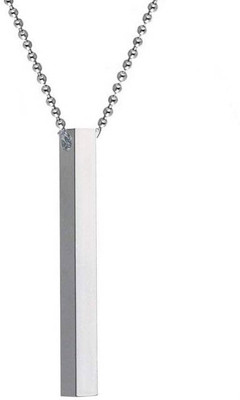 m a enterprises Stainless Steel 3D Cuboid Vertical Bar/Stick Locket Pendant Necklace Silver Stainless Steel Pendant