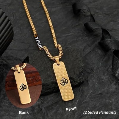 Syfer Om Pendant/Locket for Men and Women, Lord Shiva Om Locket for Boy and girl Gold-plated Stainless Steel Pendant