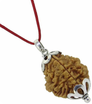 Fine Creation 2 Mukhi Certified Original Pure Siddha Rudraksha Form Nepal For Men & Women Silver Wood Pendant