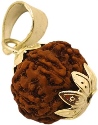 Madhur Creation 7 Mukhi Rudraksha Nepali Seven Face Rudraksha Metal Capped Wood Pendant Gold-plated Wood Pendant Set