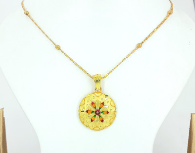 Varico Gorgeous Gold Plated Meenakari Pendent For Girls Women Gold-plated Brass Pendant Set