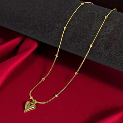 AjaraGems Anti Tarnish Heart Shape Pendant for Girls and Women Gold-plated Stainless Steel Pendant