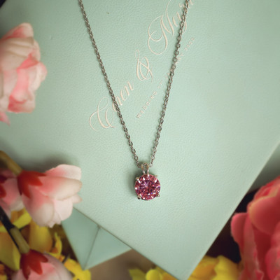 VIMALNATH SALES Silver Pink Zircon Pendant with Link Chain Rhodium Zircon Brass Locket Set Rhodium Zircon Brass Locket Set
