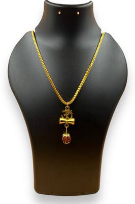 Charms Religious Om Chain Pendant Set Gold-plated Alloy Locket Set