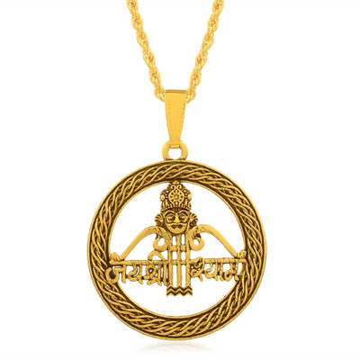 BRBRIK Antique Gold Jai shree Shyam, Shyam Baba Chain Locket Pendant Necklace Gold-plated Cubic Zirconia Brass Pendant