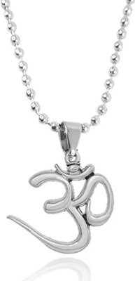 Deary Silver Om Chand Symbol God Lord Shiva Mahadev Mahakaal Locket With Chain Silver Alloy Pendant