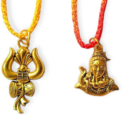 aradhya fashion Pack of 2 Shiv Pendant and Trishul Locket Gold-plated Gold-plated Alloy