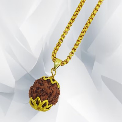 Khushal ENTERPRISE Original 04 Four Mukhi Rudraksha/Natural 04 Face Rudraksha Gold-plated Beads Brass, Wood Pendant Set