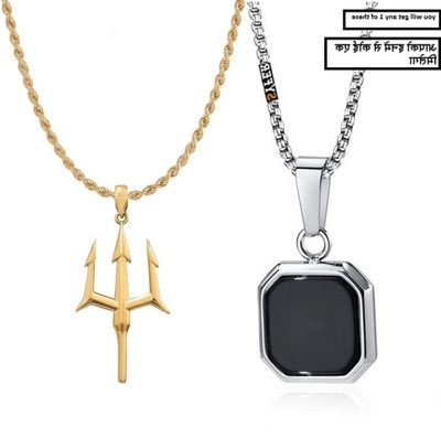 m a enterprises F 664_RR black cube Silver Agate Stone Pendant Set