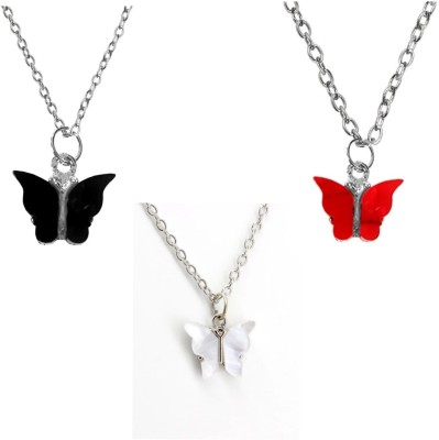 MAATRCHAAYA Butterfly Pendants Sterling Silver, Silver Cubic Zirconia Alloy, Stainless Steel Pendant Set